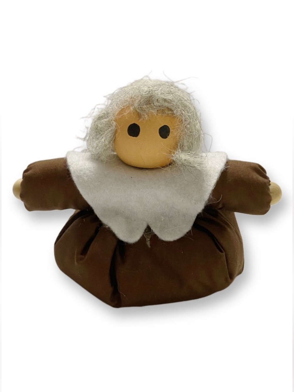 Vintage 90s Handmade Plush Bean Bag Bottom Pilgrim Doll, Thanksgiving Decor